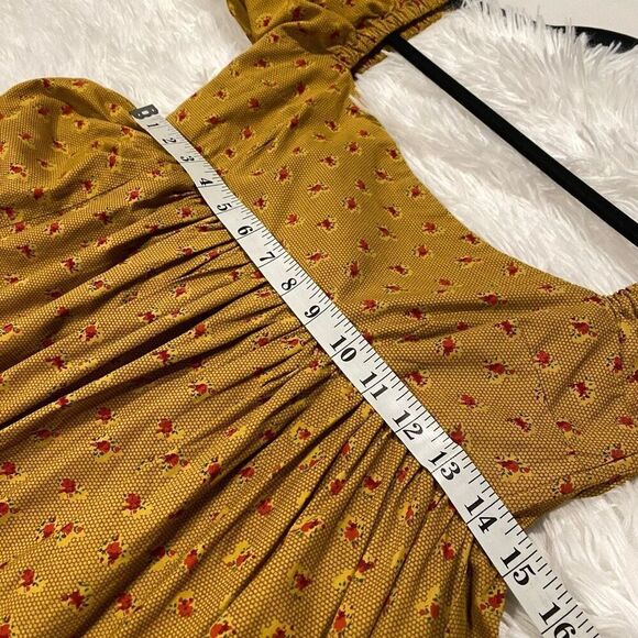 Eddy Jocelyn Puff Sleeve Fringe Dress in Honeycomb Rose Floral Medium NWT - Picture 5 of 11